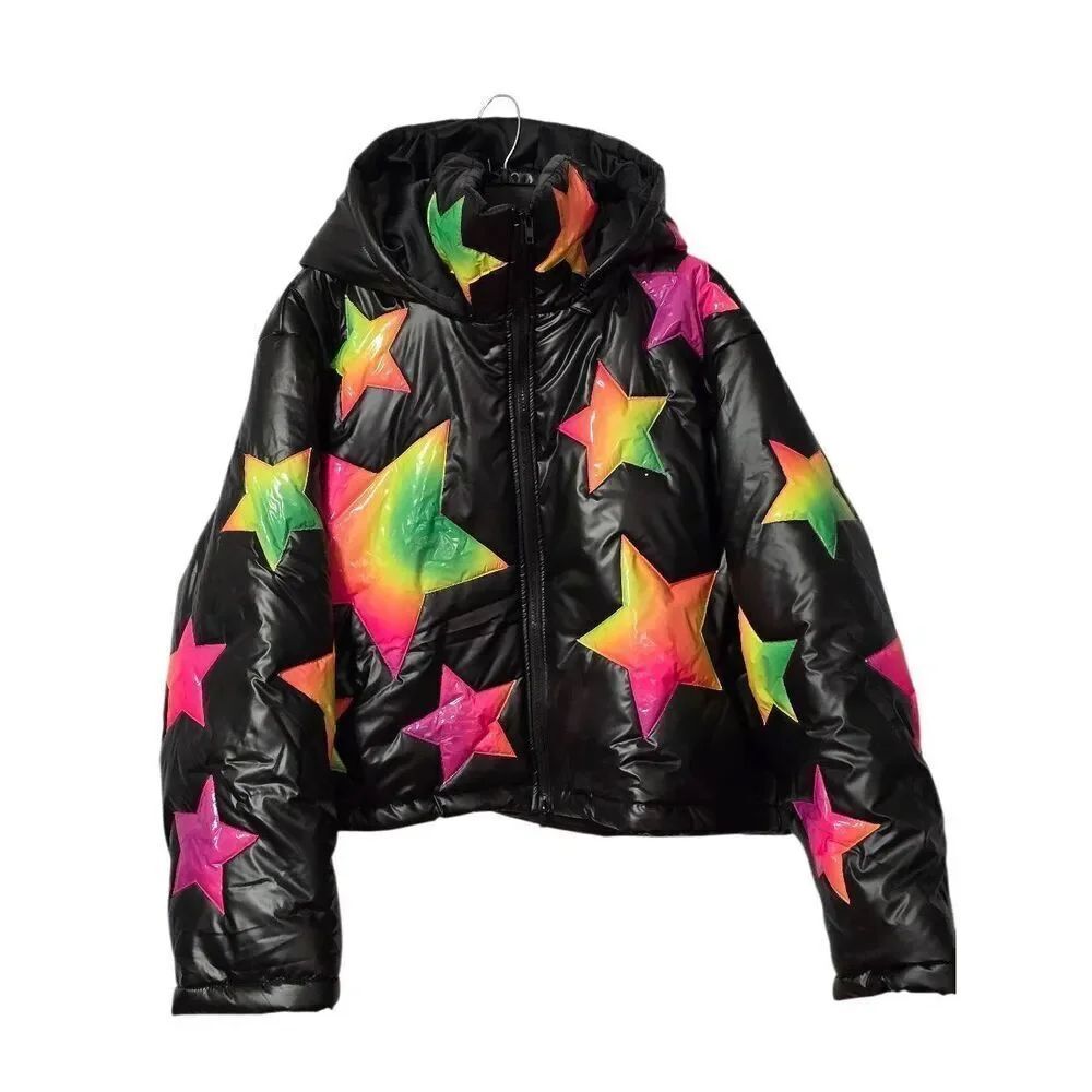 Club Exx Vinyl Ombre Star Puffer Jacket